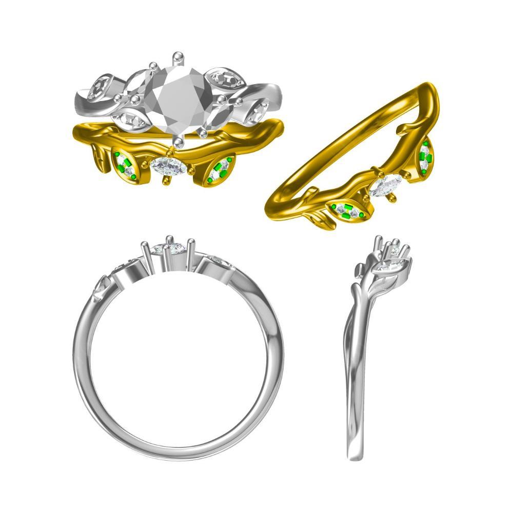 Vine Leaf Aquamarine Engagement Ring - LUO Jewelry