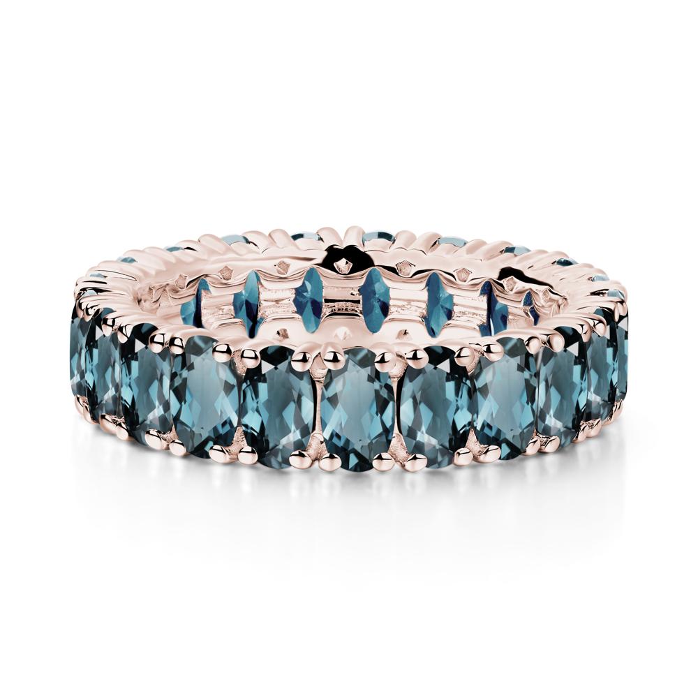London Blue Topaz Wide Band Eternity Ring - LUO Jewelry #metal_14k rose gold