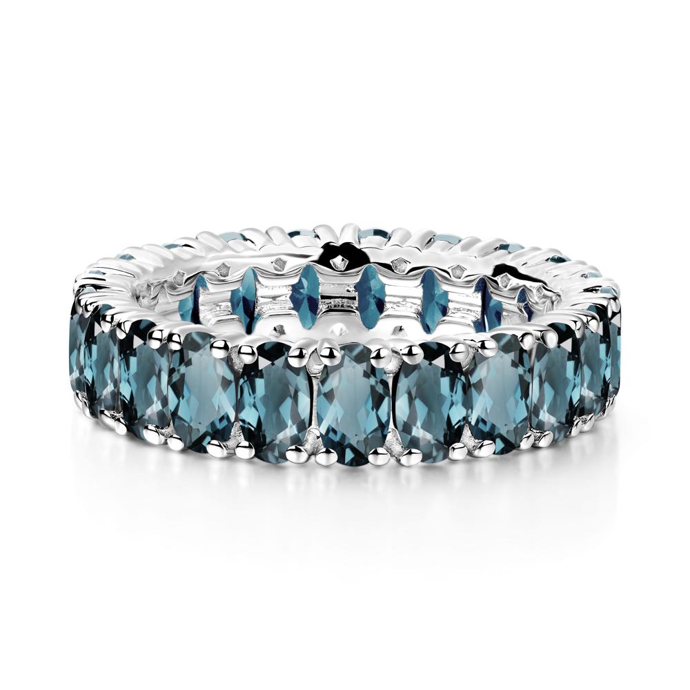 London Blue Topaz Wide Band Eternity Ring - LUO Jewelry #metal_14k white gold