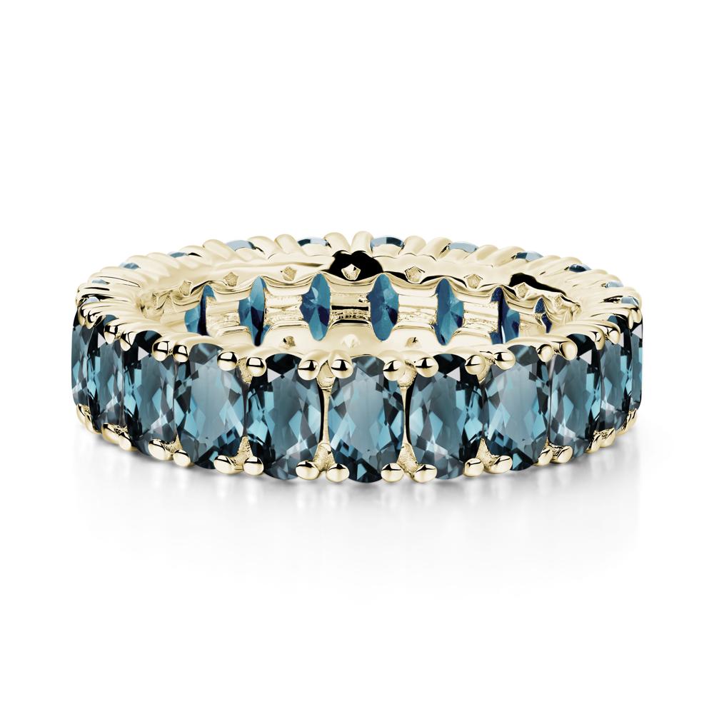 London Blue Topaz Wide Band Eternity Ring - LUO Jewelry #metal_14k yellow gold