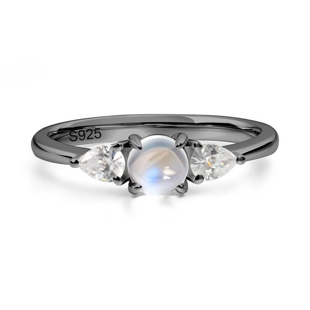 Cabochon Moonstone Engagement Ring - LUO Jewelry #metal_black finish sterling silver