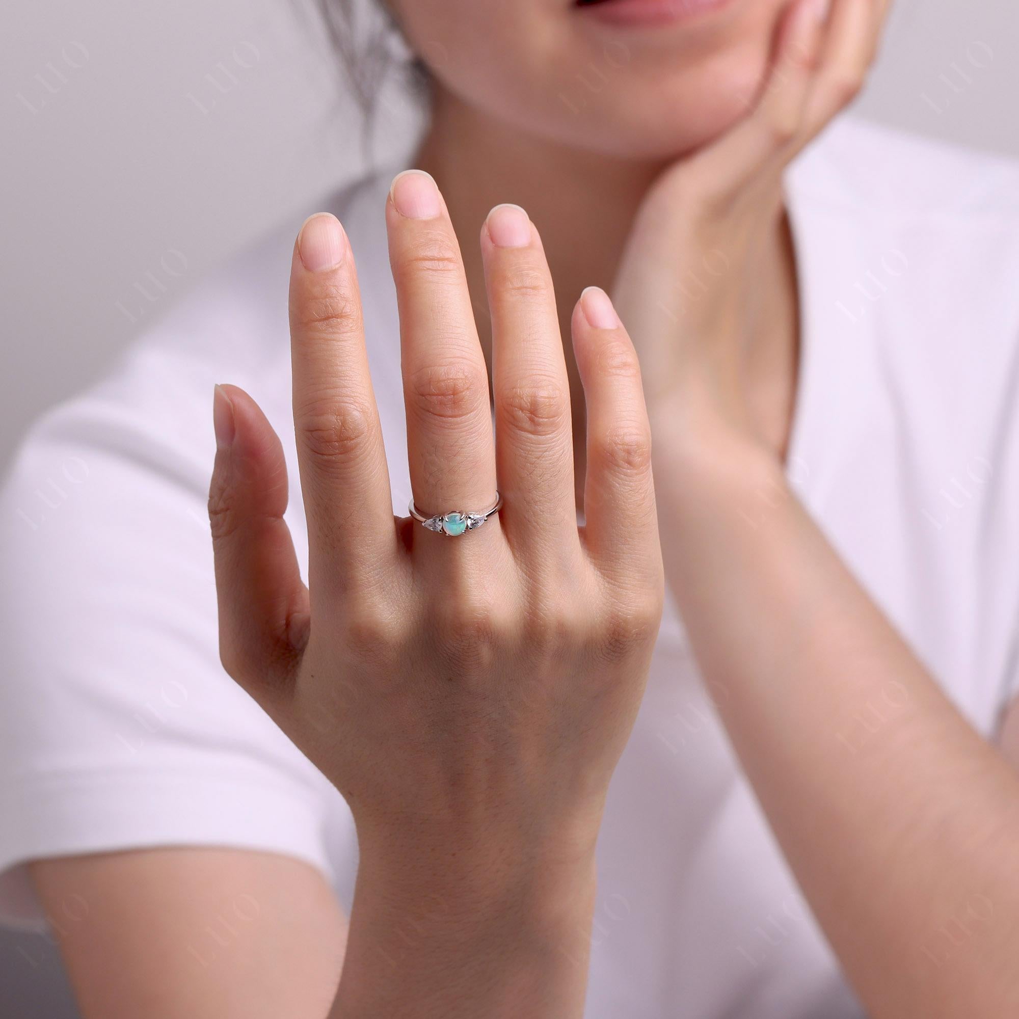 Cabochon Opal Engagement Ring - LUO Jewelry