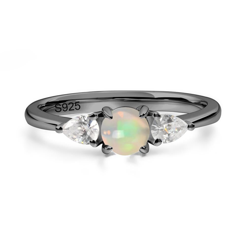 Cabochon Opal Engagement Ring - LUO Jewelry #metal_black finish sterling silver