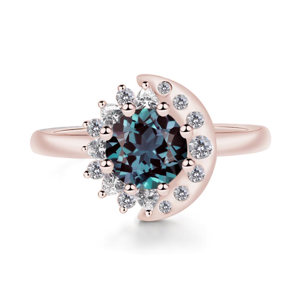 Alexandrite Sun and Moon Ring - LUO Jewelry #metal_14k rose gold