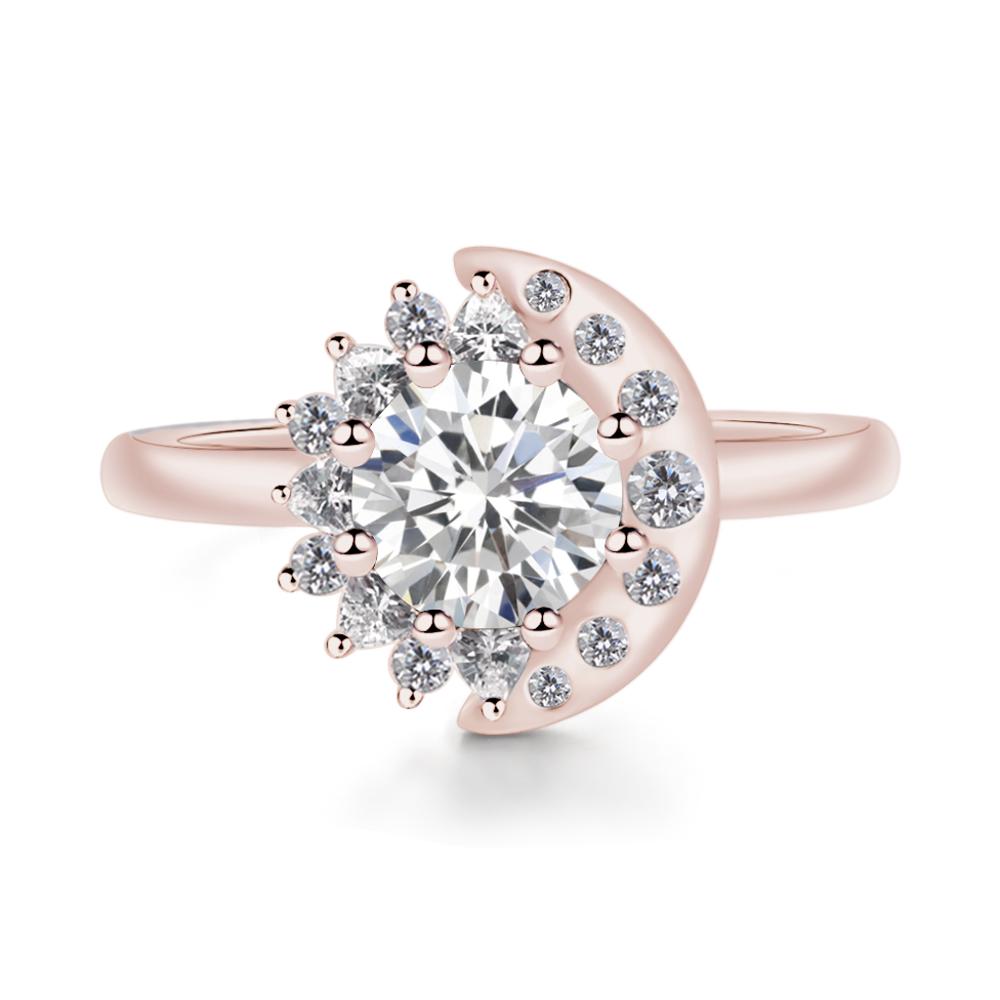 Cubic Zirconia Sun and Moon Ring - LUO Jewelry #metal_14k rose gold