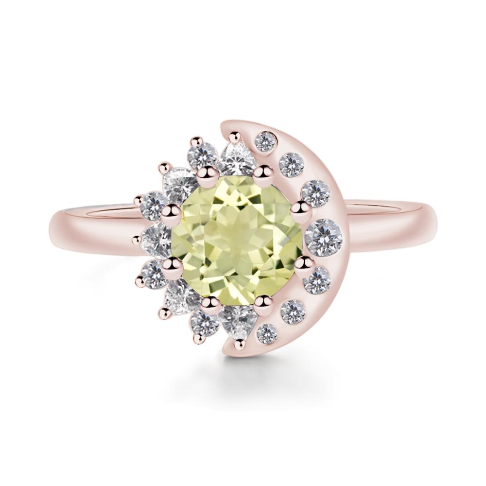 Lemon Quartz Sun and Moon Ring - LUO Jewelry #metal_14k rose gold