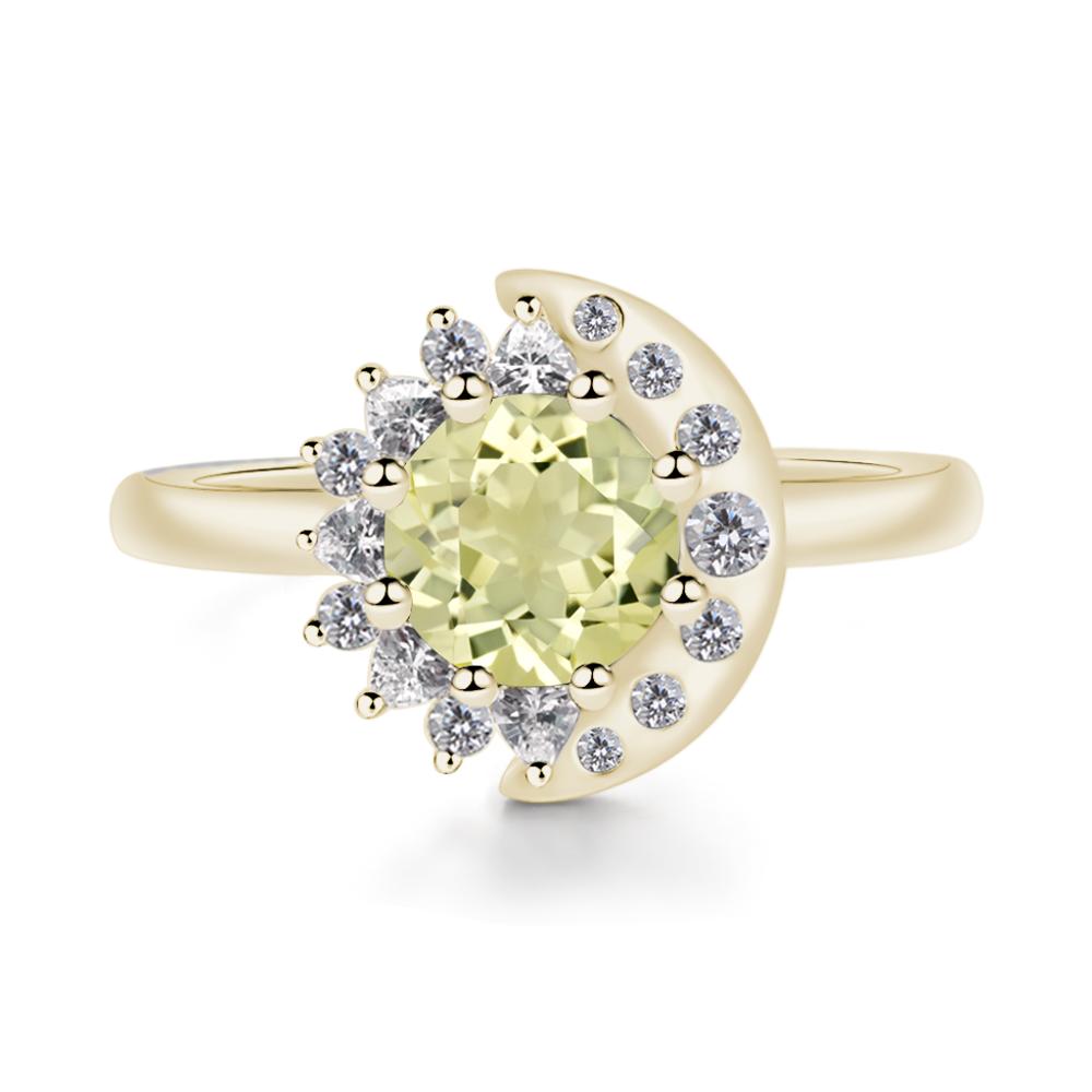 Lemon Quartz Sun and Moon Ring - LUO Jewelry #metal_14k yellow gold
