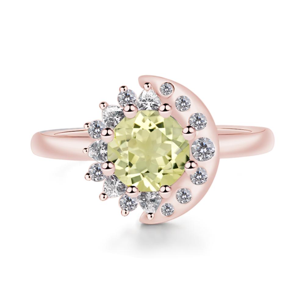 Lemon Quartz Sun and Moon Ring - LUO Jewelry #metal_18k rose gold