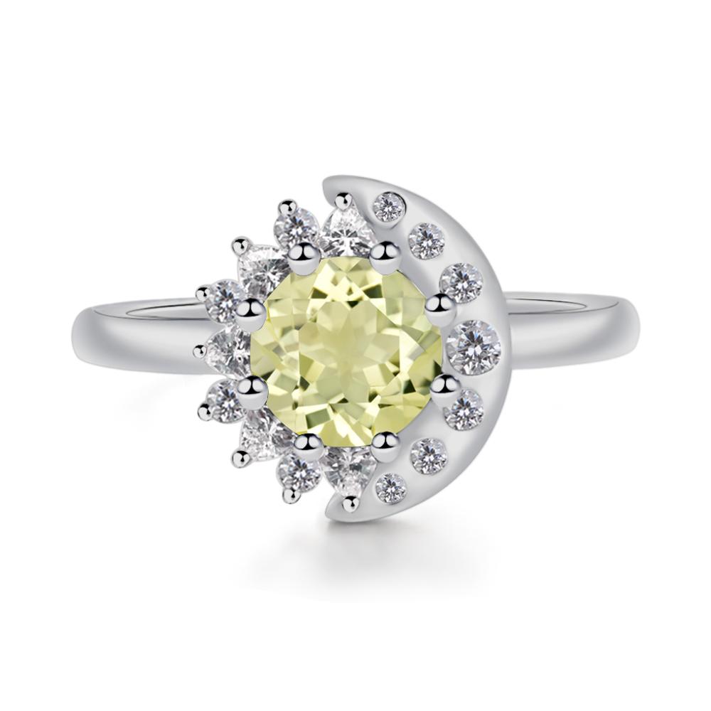 Lemon Quartz Sun and Moon Ring - LUO Jewelry #metal_platinum
