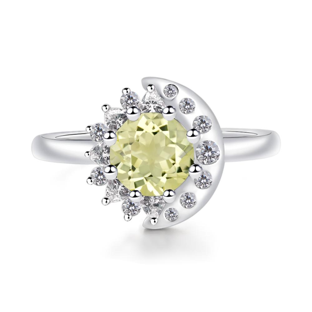 Lemon Quartz Sun and Moon Ring - LUO Jewelry #metal_sterling silver
