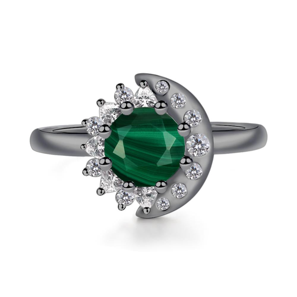 Malachite Moon and Sun Ring - LUO Jewelry #metal_black finish sterling silver