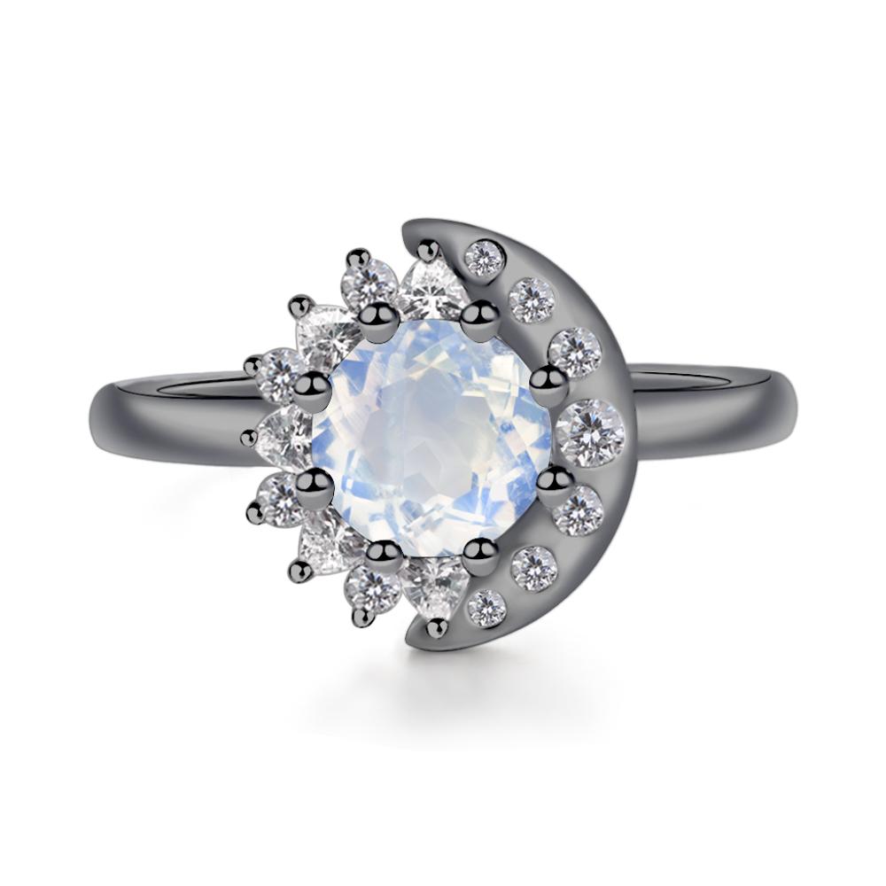 Moonstone Sun and Moon Ring - LUO Jewelry #metal_black finish sterling silver