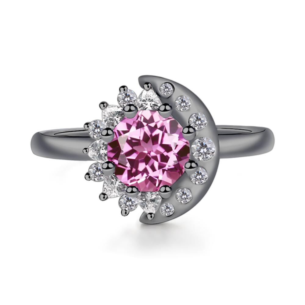 Pink Sapphire Moon and Sun Ring - LUO Jewelry #metal_black finish sterling silver