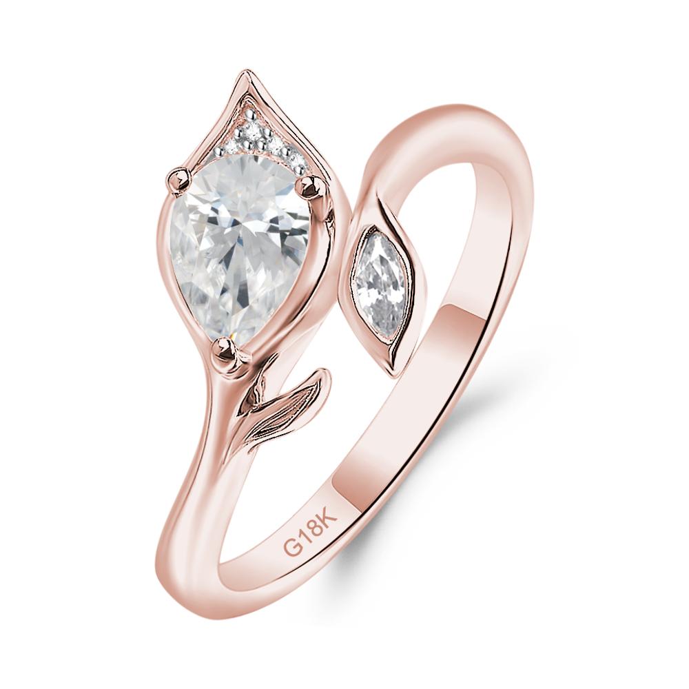 Nature Inspired Cubic Zirconia Leaf Ring - LUO Jewelry #metal_18k rose gold