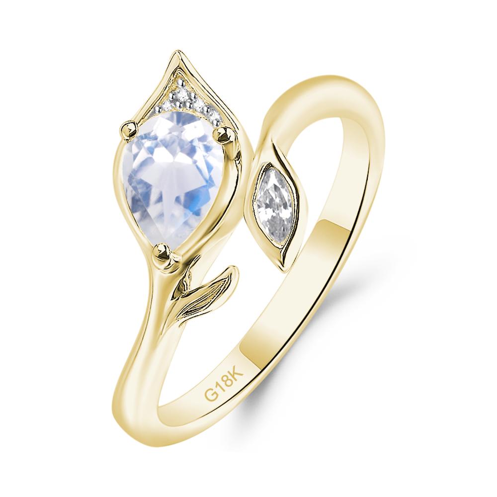 Moonstone Leaf Design Ring - LUO Jewelry #metal_18k yellow gold