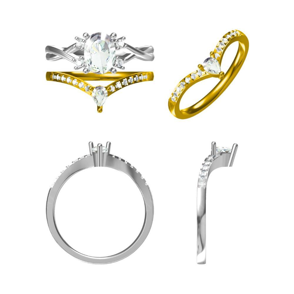 Oval Green Amethyst Wedding Ring Set - LUO Jewelry