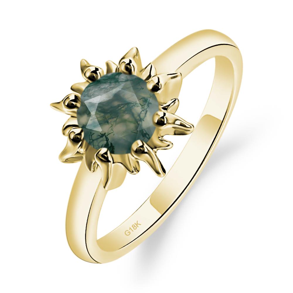 Moss Agate Flame Ring - LUO Jewelry #metal_18k yellow gold