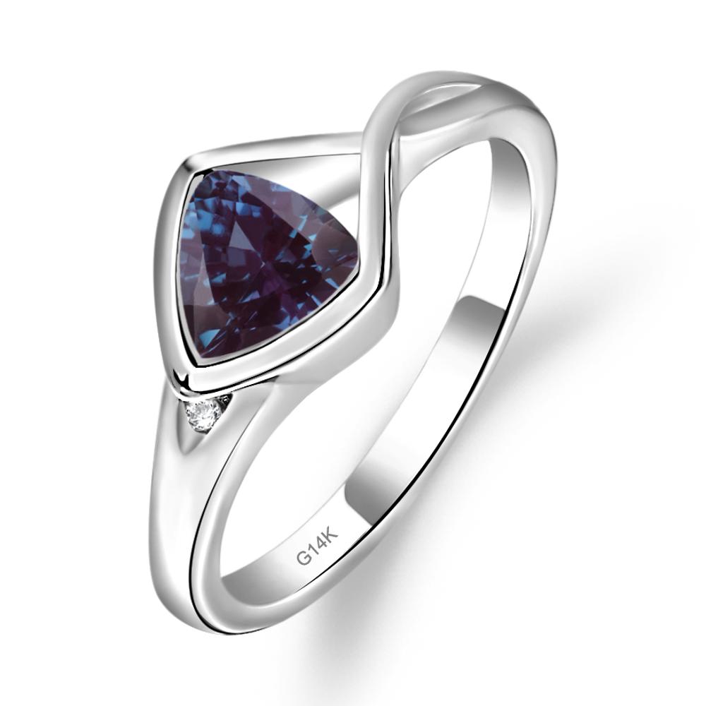 Trillion Cut Simple Alexandrite Ring - LUO Jewelry #metal_14k white gold