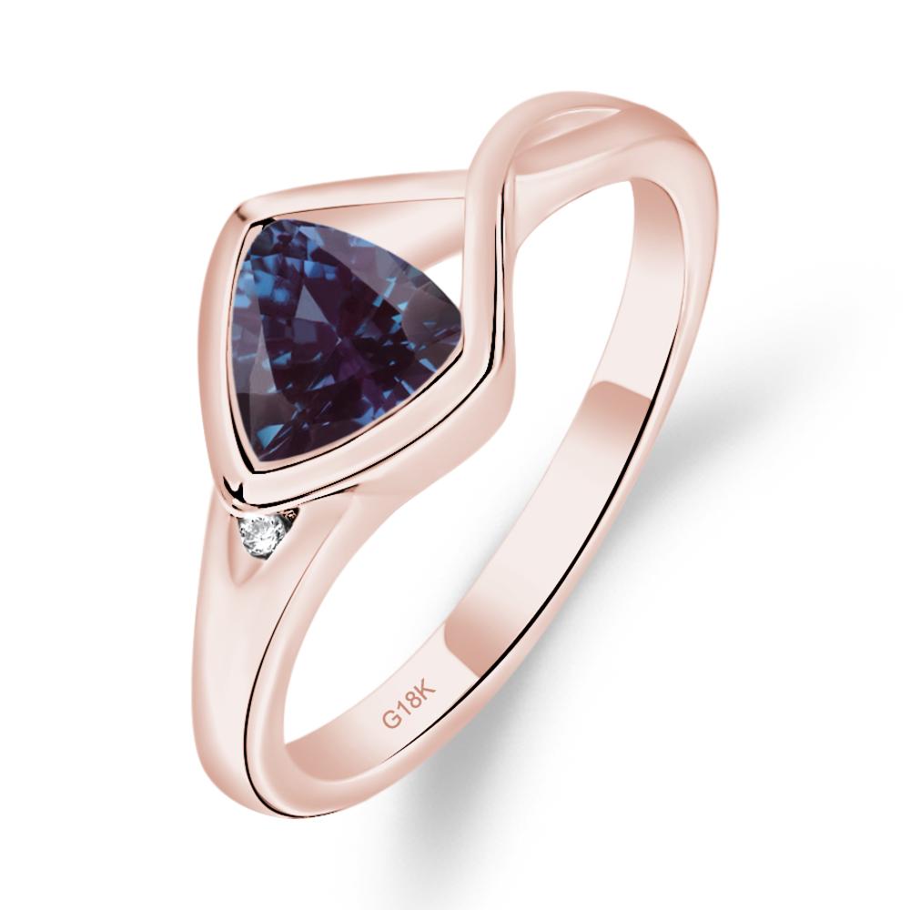 Trillion Cut Simple Alexandrite Ring - LUO Jewelry #metal_18k rose gold