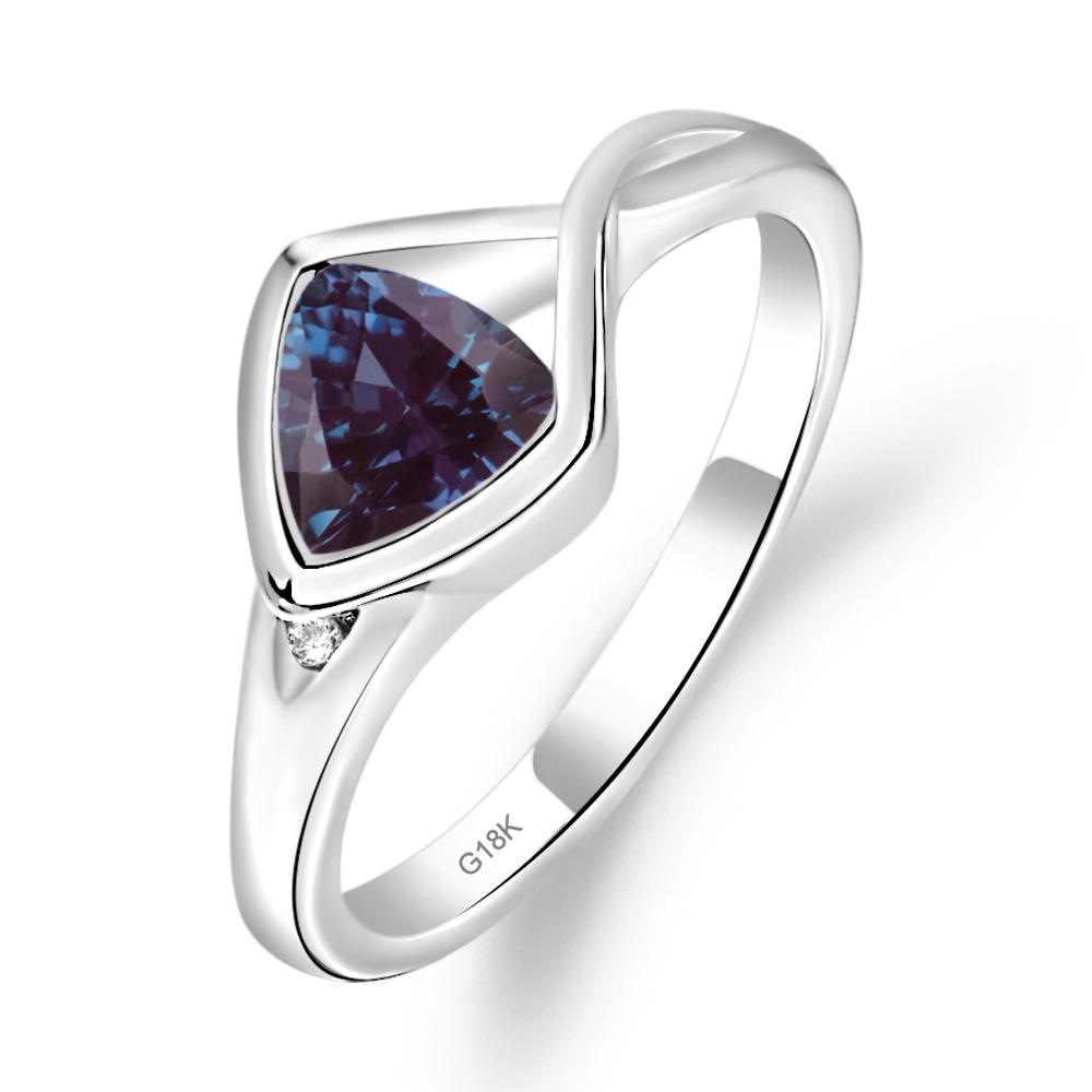 Trillion Cut Simple Alexandrite Ring - LUO Jewelry #metal_18k white gold