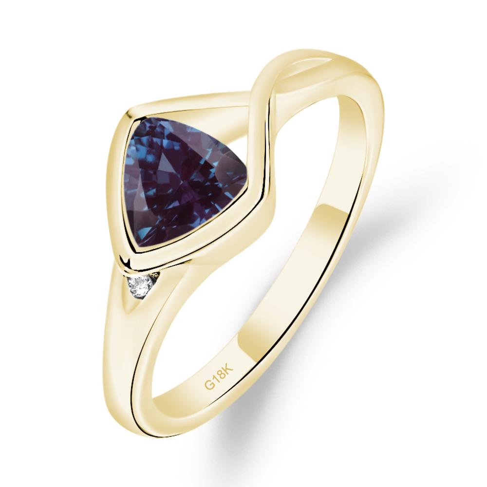 Trillion Cut Simple Alexandrite Ring - LUO Jewelry #metal_18k yellow gold