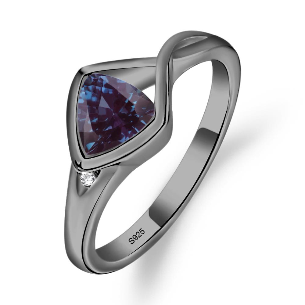 Trillion Cut Simple Alexandrite Ring - LUO Jewelry #metal_black finish sterling silver