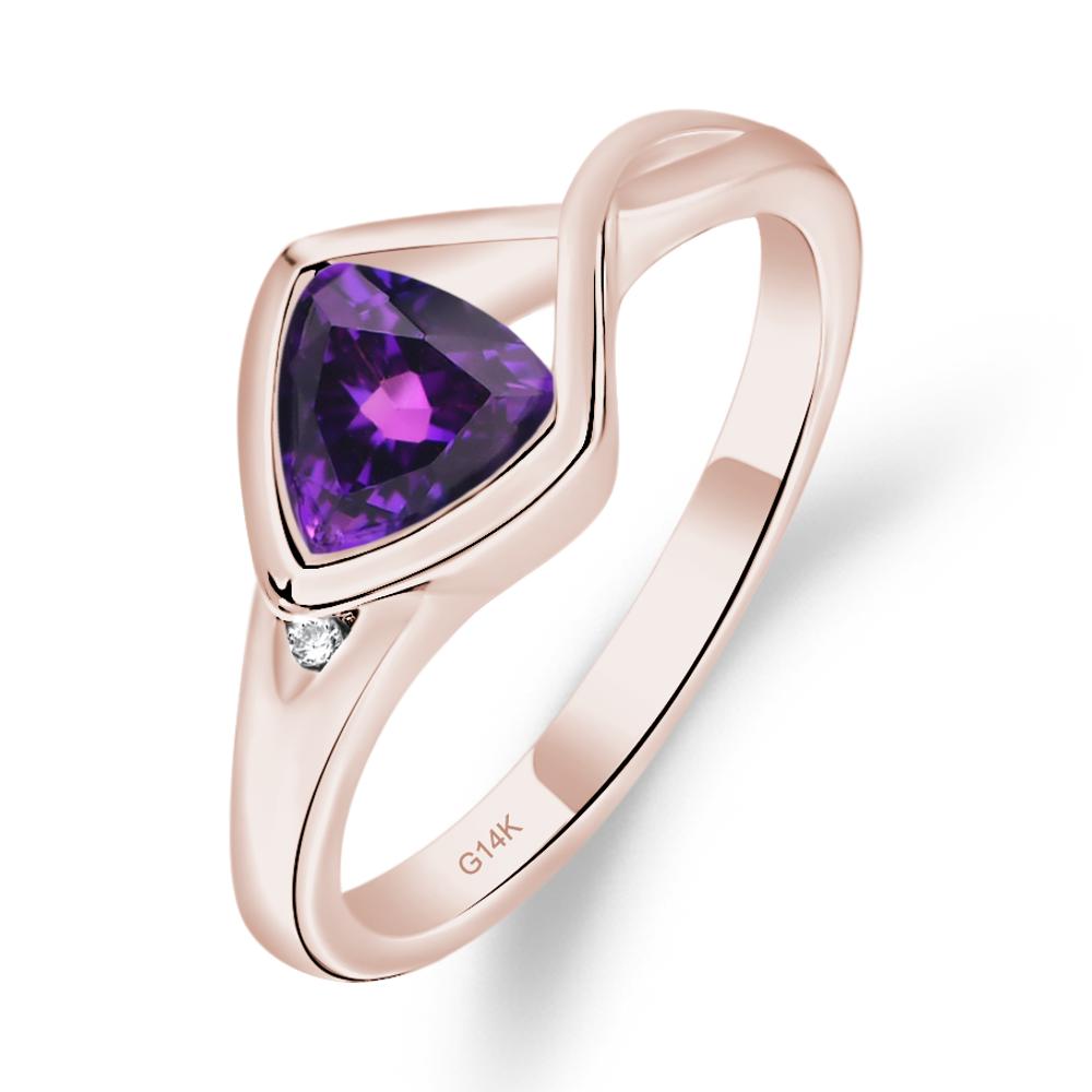 Trillion Cut Simple Amethyst Ring - LUO Jewelry #metal_14k rose gold