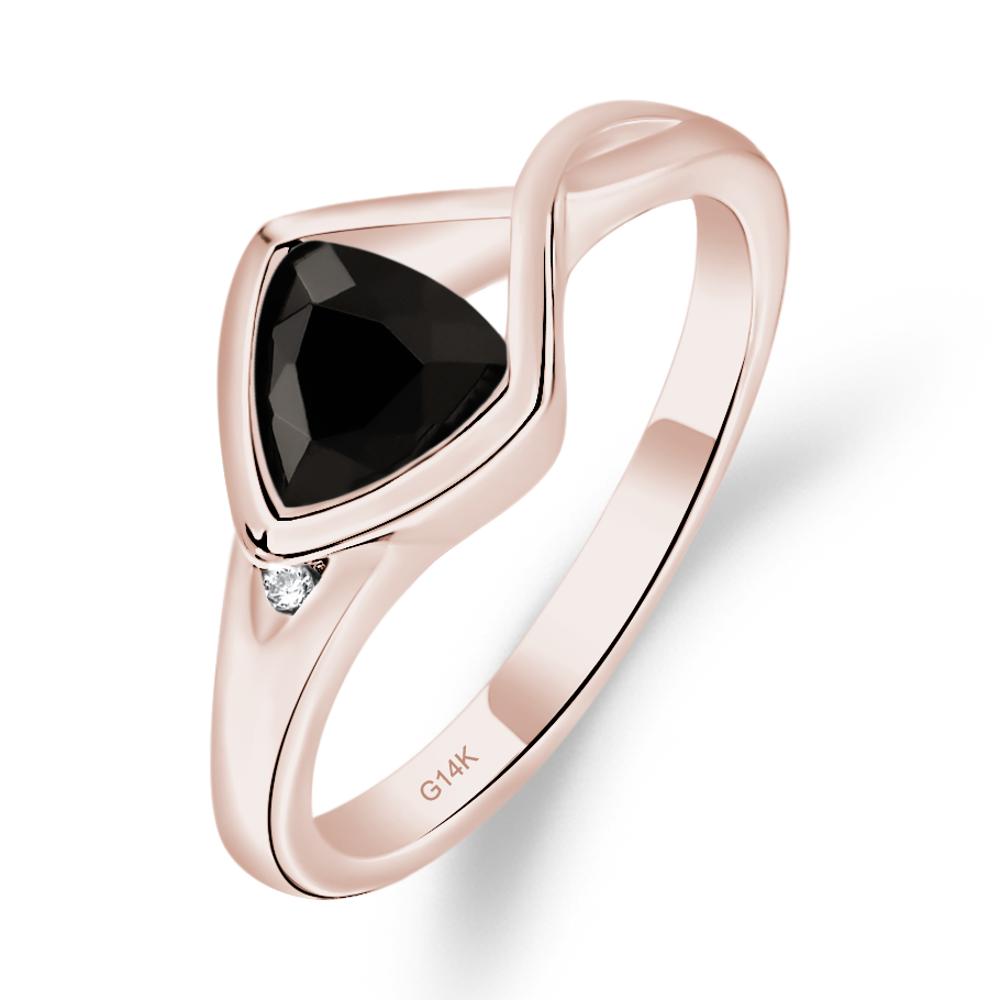 Trillion Cut Simple Black Spinel Ring - LUO Jewelry #metal_14k rose gold