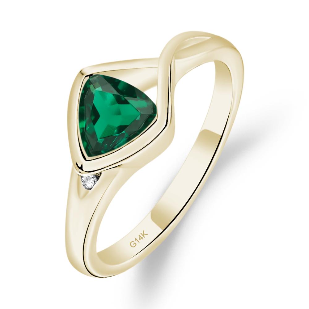 Trillion Cut Simple Emerald Ring - LUO Jewelry #metal_14k yellow gold