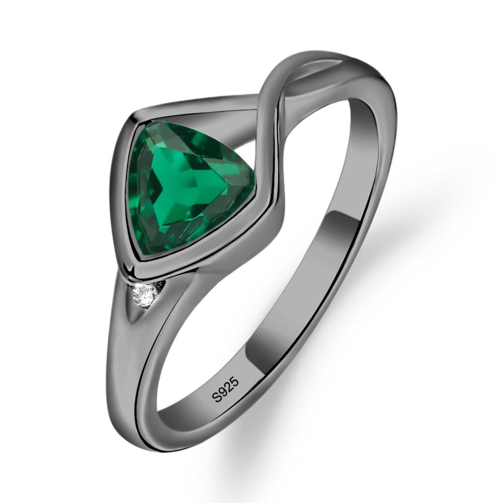 Trillion Cut Simple Emerald Ring - LUO Jewelry #metal_black finish sterling silver