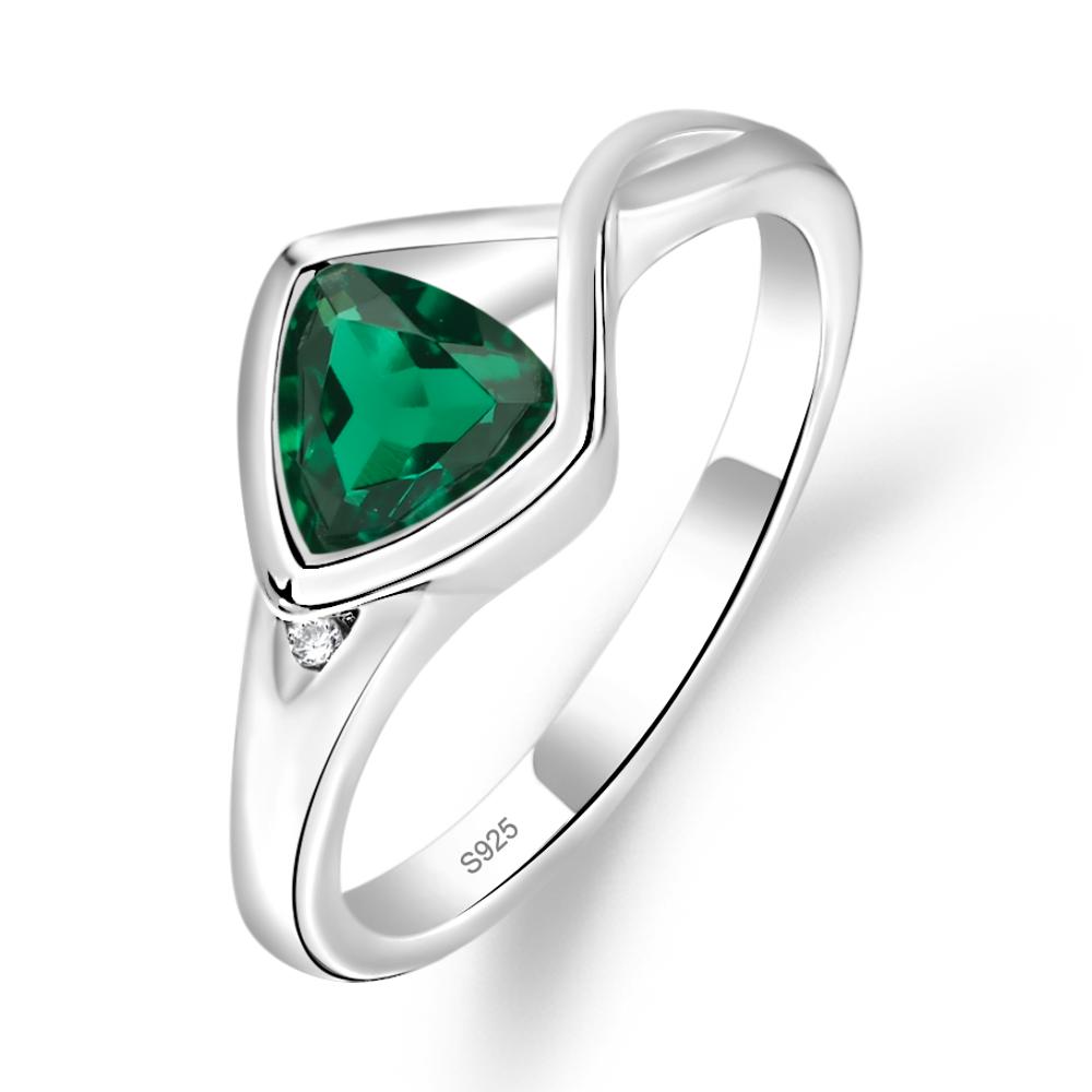 Trillion Cut Simple Emerald Ring - LUO Jewelry #metal_sterling silver