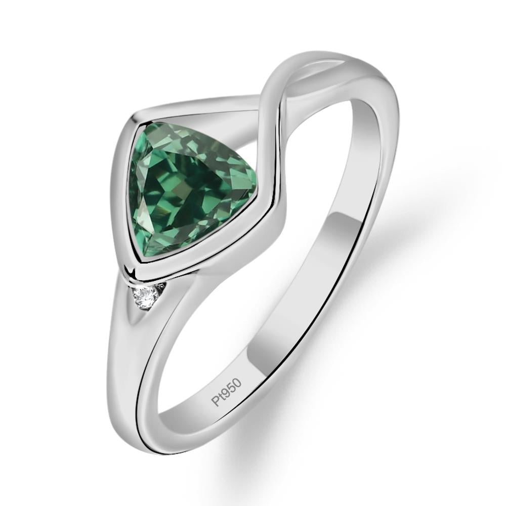 Trillion Cut Simple Green Sapphire Ring - LUO Jewelry #metal_platinum