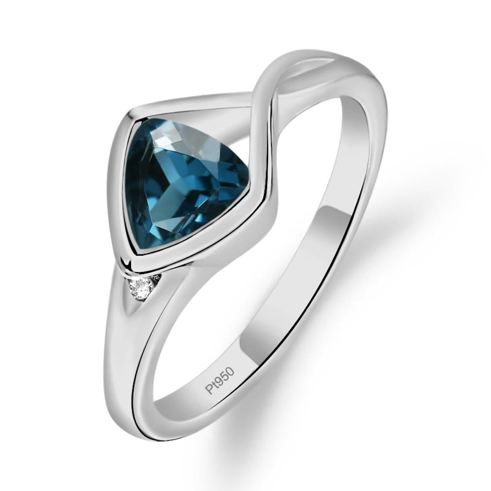 Trillion Cut Simple London Blue Topaz Ring - LUO Jewelry #metal_platinum