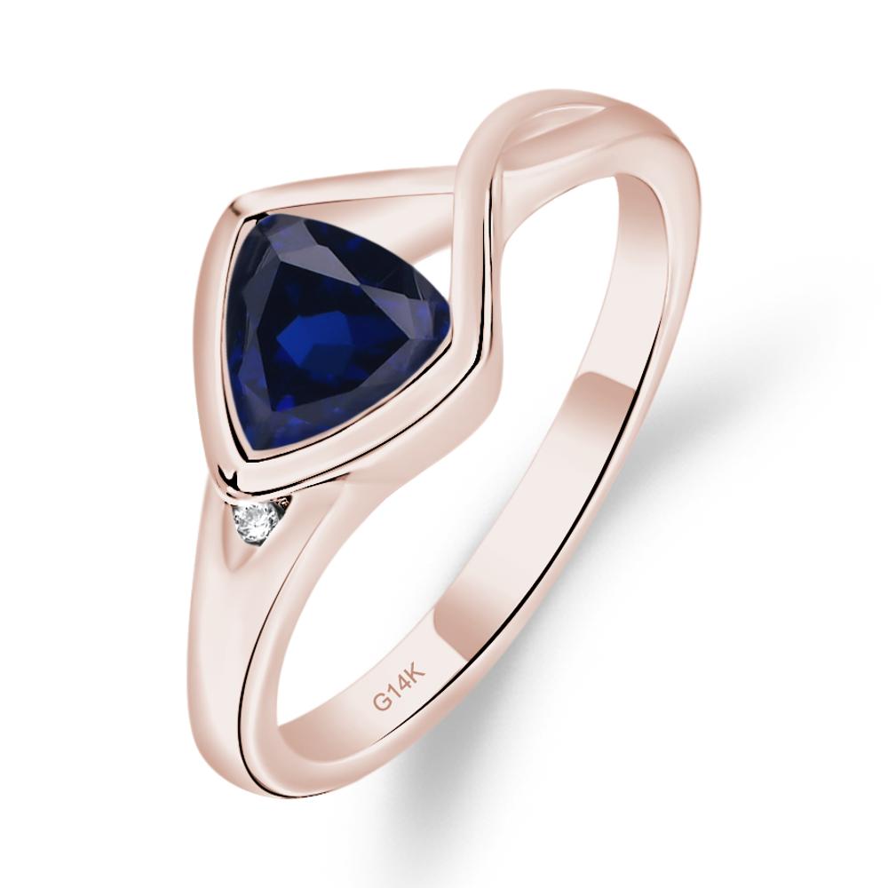 Trillion Cut Simple Sapphire Ring - LUO Jewelry #metal_14k rose gold