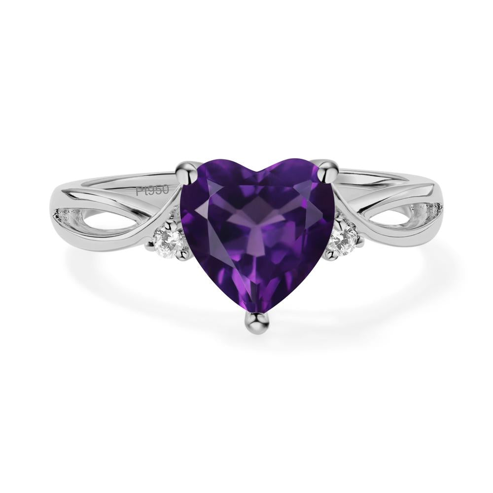 Heart Shaped Amethyst Ring - LUO Jewelry #metal_platinum