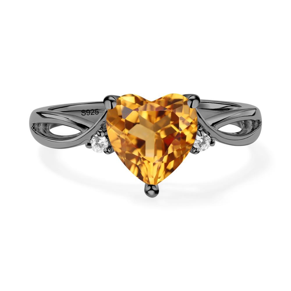 Heart Shaped Citrine Ring - LUO Jewelry #metal_black finish sterling silver