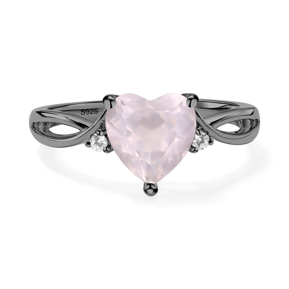 Heart Shaped Rose Quartz Ring - LUO Jewelry #metal_black finish sterling silver