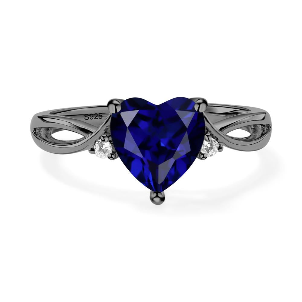 Heart Shaped Sapphire Ring - LUO Jewelry #metal_black finish sterling silver