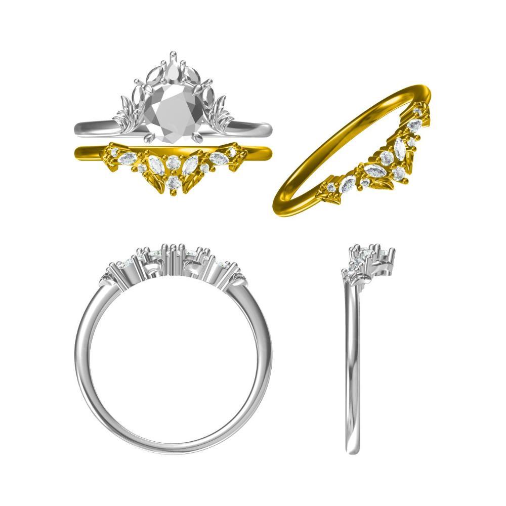 Lemon Quartz Ring with Marquise Side Stone - LUO Jewelry