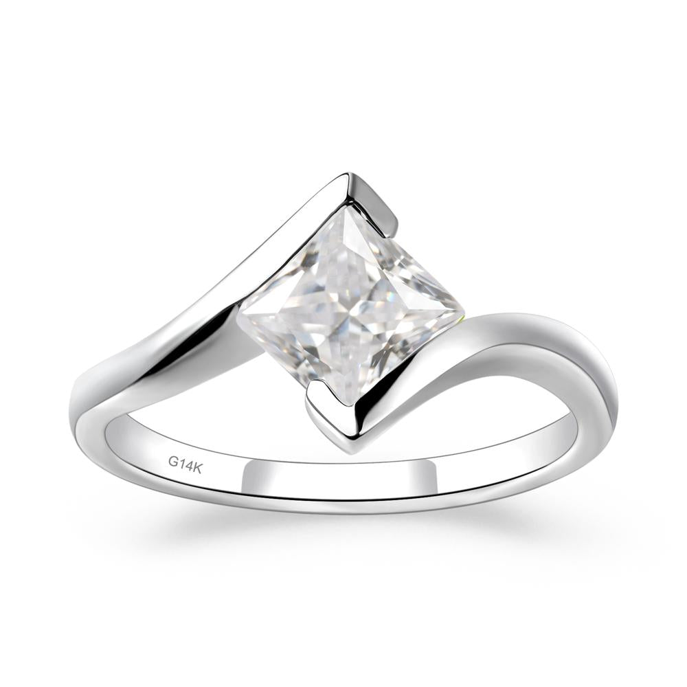 Cubic Zirconia Tension Engagement Ring - LUO Jewelry #metal_14k white gold