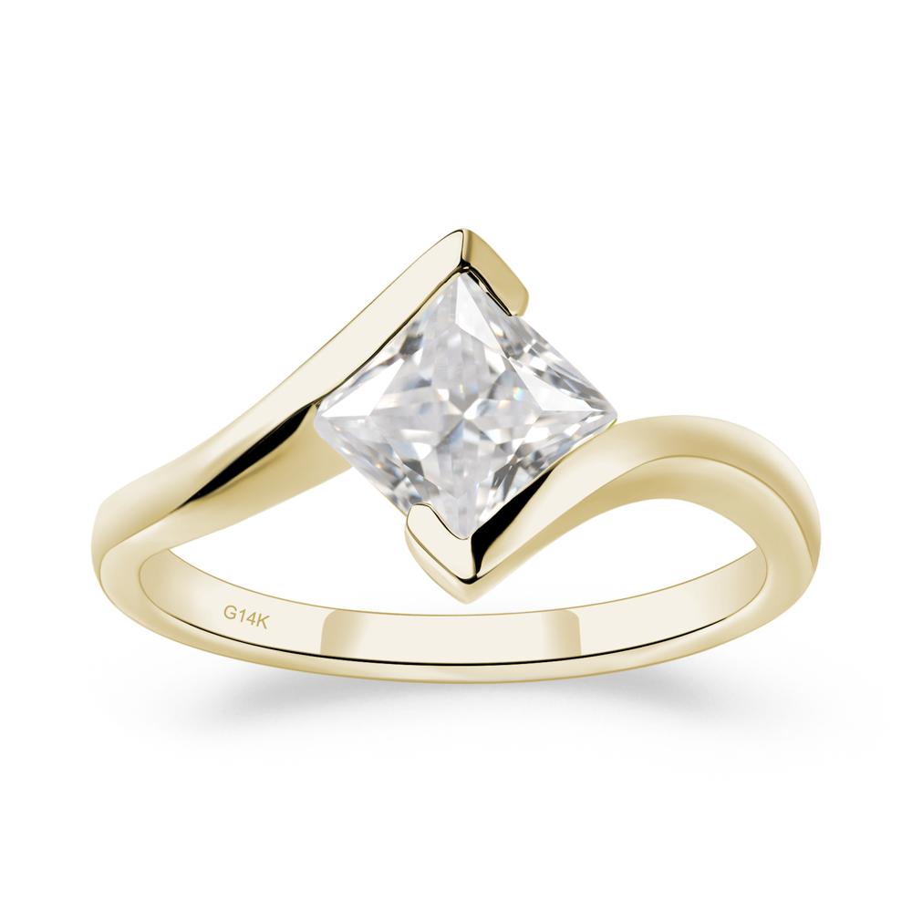 Cubic Zirconia Tension Engagement Ring - LUO Jewelry #metal_14k yellow gold