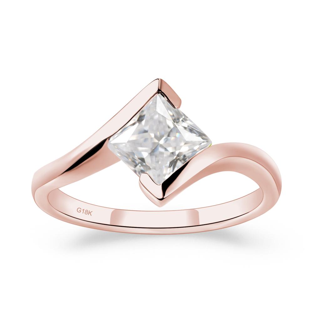 Cubic Zirconia Tension Engagement Ring - LUO Jewelry #metal_18k rose gold