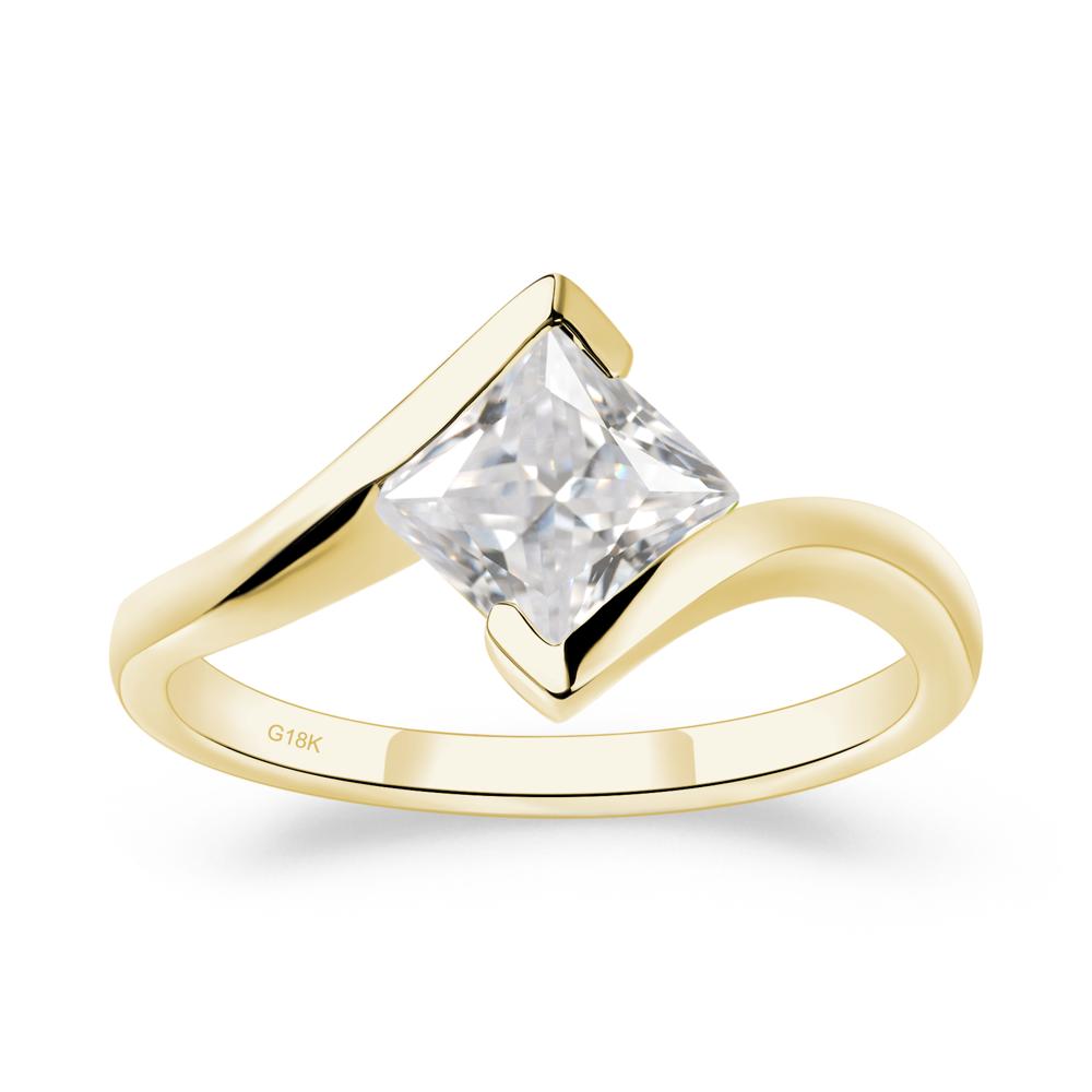 Cubic Zirconia Tension Engagement Ring - LUO Jewelry #metal_18k yellow gold