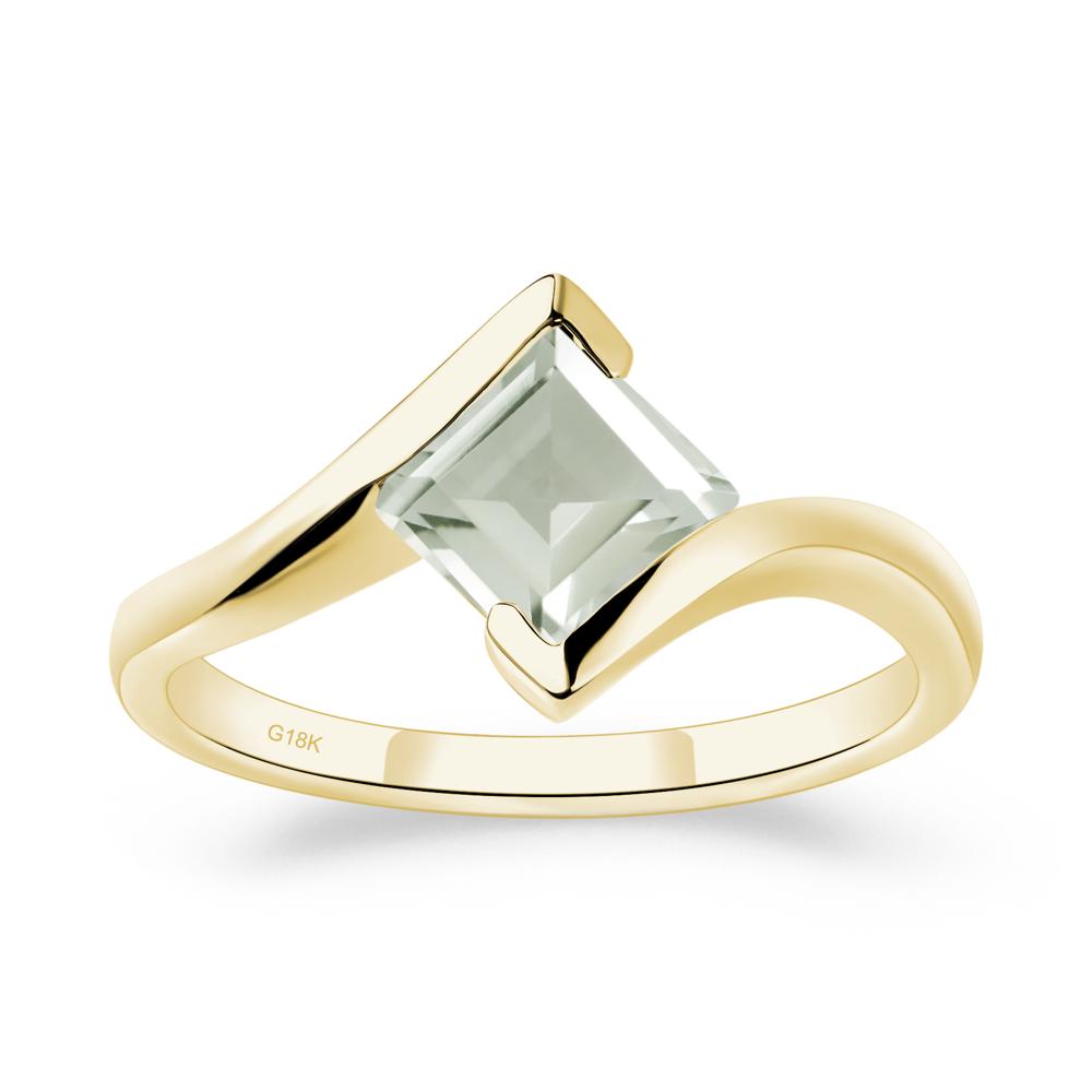 Green Amethyst Tension Engagement Ring - LUO Jewelry #metal_18k yellow gold