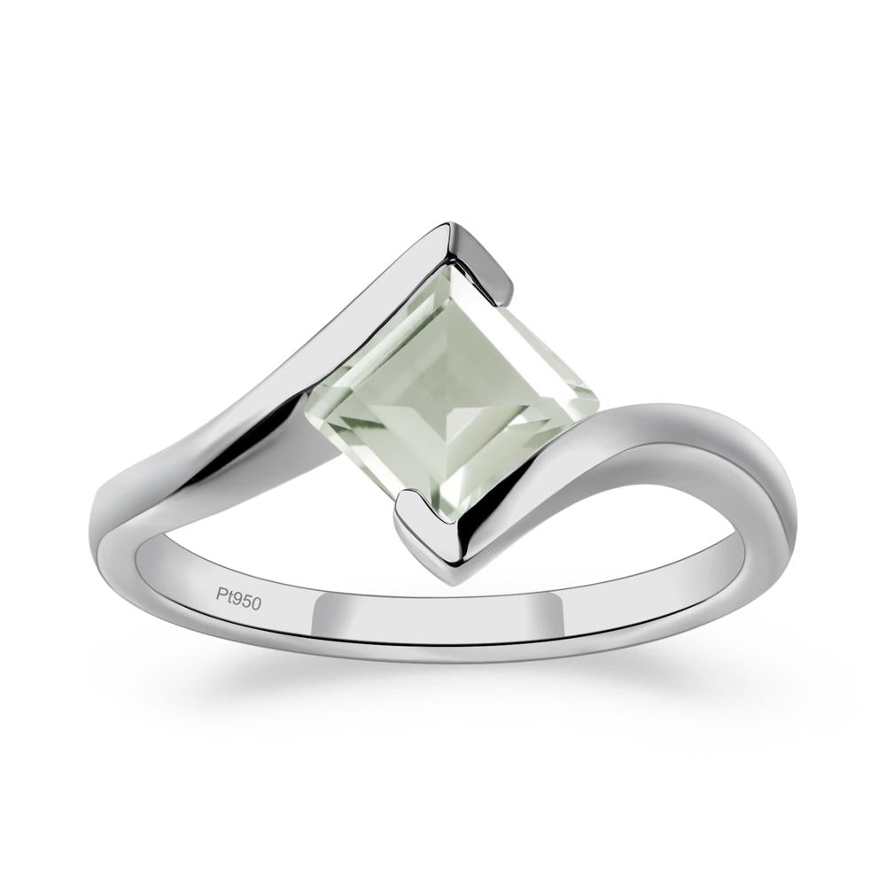 Green Amethyst Tension Engagement Ring - LUO Jewelry #metal_platinum