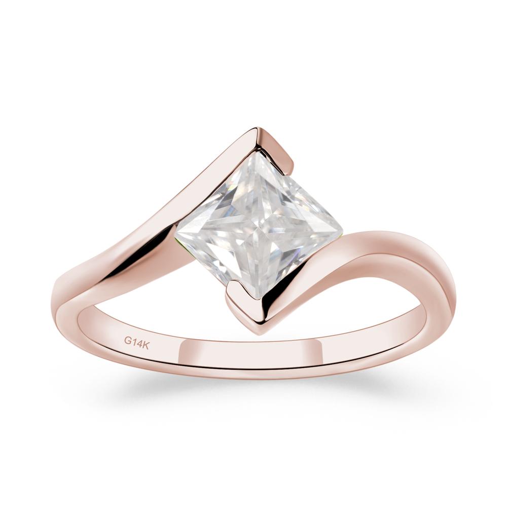 Moissanite Tension Engagement Ring - LUO Jewelry #metal_14k rose gold