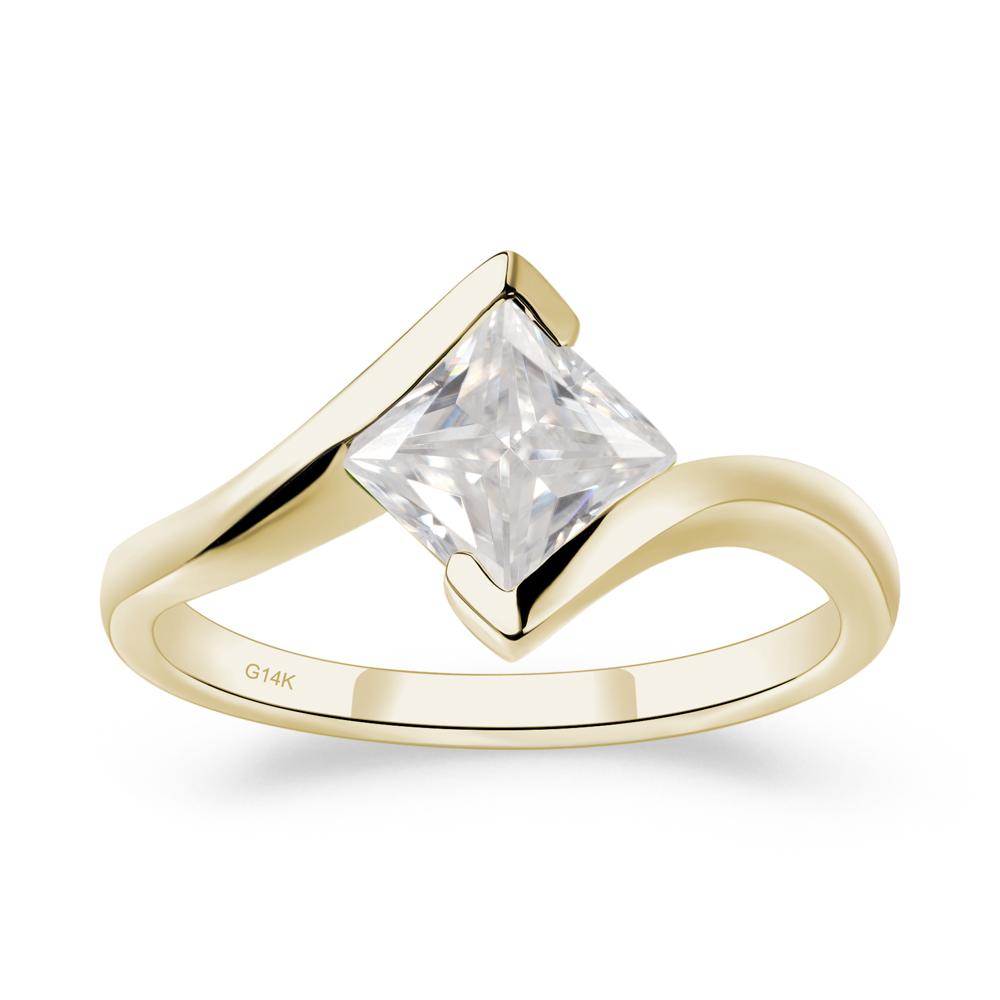 Moissanite Tension Engagement Ring - LUO Jewelry #metal_14k yellow gold