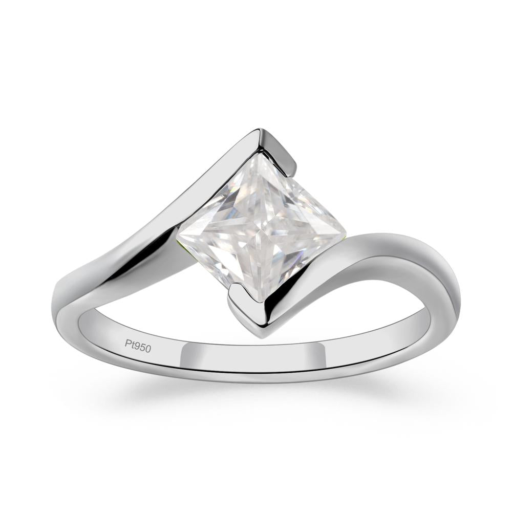 Moissanite Tension Engagement Ring - LUO Jewelry #metal_platinum