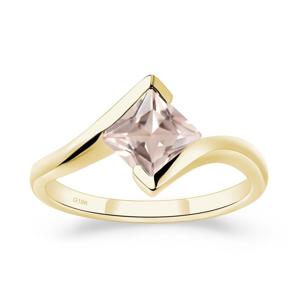 Princess Cut Morganite Bypass Ring - LUO Jewelry #metal_18k yellow gold