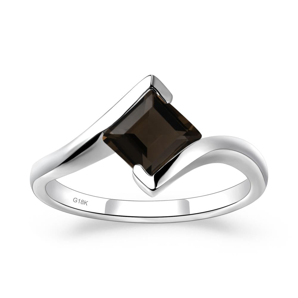Smoky Quartz Tension Setting Ring - LUO Jewelry #metal_18k white gold